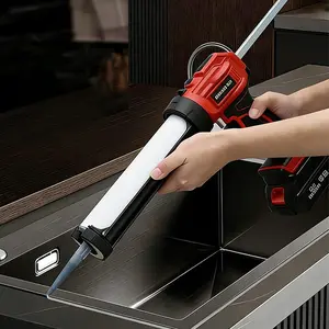 Electric Grout Gun Compatible with 18-21v Batteries, LED Light, Electric Return Spring, Speed Control, Aluminum Alloy, 10oz/300ML Tank