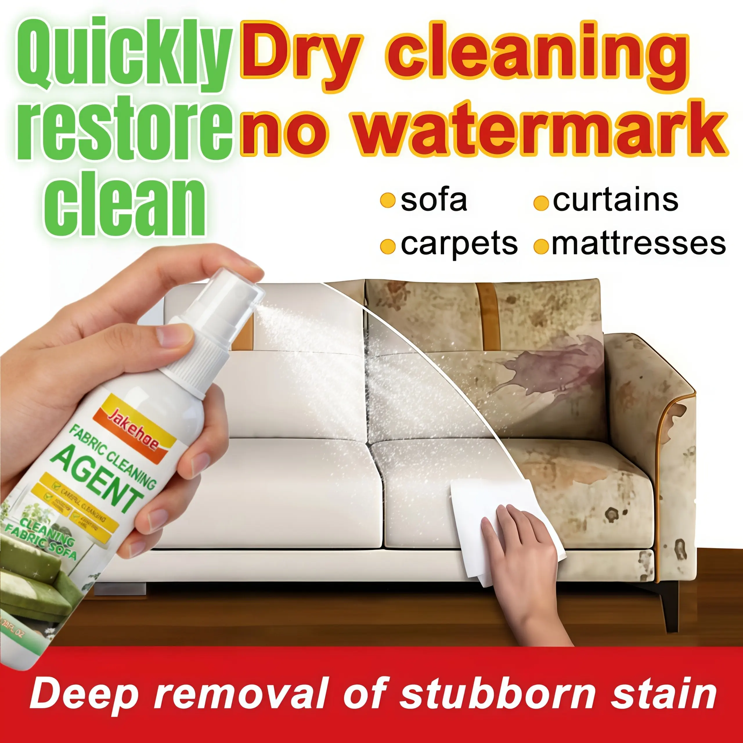 Sofa Cleaner And Stain Removal Spray - Versatile Fabric And Furniture Cleaner - Soft, Safe, And Quick-Drying, Suitable for Sofas And Car Interiors