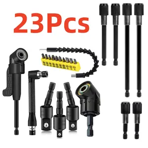 23Pcs Flexible Drill Bit Extension Set, Includes 105° Right Angle Drill, Bendable Drill Extension, Universal Socket Adapter Set, Drill Bit Holder, Screwdriver Bit Kit - Home Improvement.