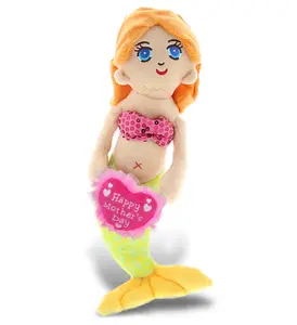 DOLLIBU Plush Mother's Day Heart Stuffed Toy - Super-Soft Polyester Fabric, Green Mermaid Embroidered Design