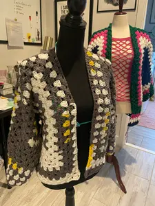 Hexagon Cardigan n - Abstract Design with Colorful Patterns and Hexagonal Shapes