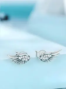 Women's Elegant Angel Wing Cubic Zirconia Earrings, Nickel-Free Hypoallergenic Fashion Jewelry, Daily Wear Studs Gift