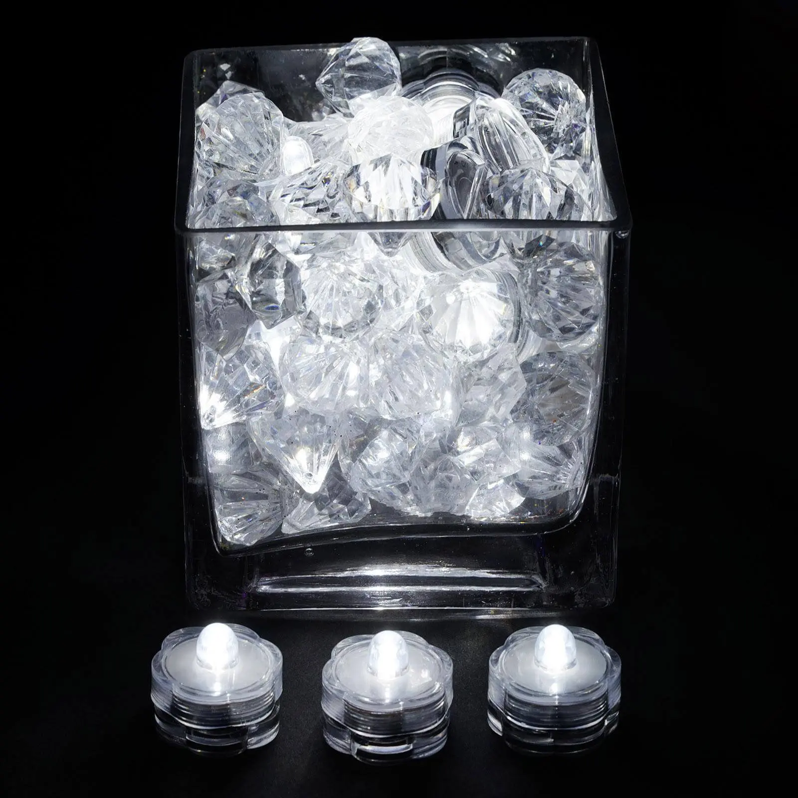 12-Pack Flower Design LED Lights - Submersible Waterproof White Battery-Operated, Fish Tank Vase Light for Party Decorations Tabletop Decoration