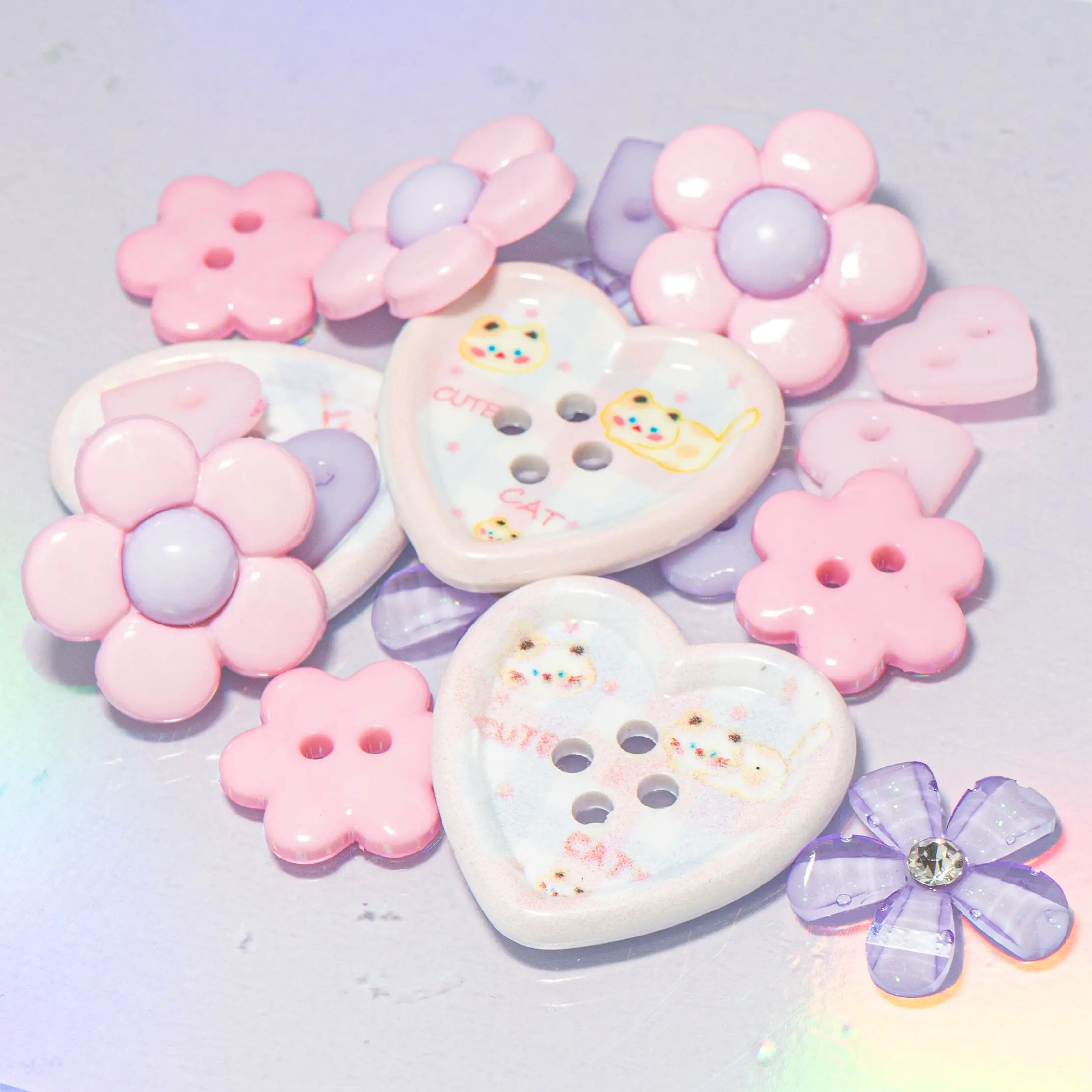 Cotton Candy Hearts Button Embellishment Mix