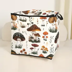 Cute Mushroom Print Blanket Storage Bag, Durable Material, Easy Carry Handle, Perfect for Home Use, Stores Blankets & Toys, Multifunctional Storage Bag, Storage Tote, Fabric Storage Organizer, Storage Carrying Bag