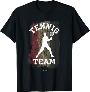 Tennis Iraq Flag Team Tennis Player Tennis T-Shirt - Elizabethmc Shop 44B09KQ9XM42