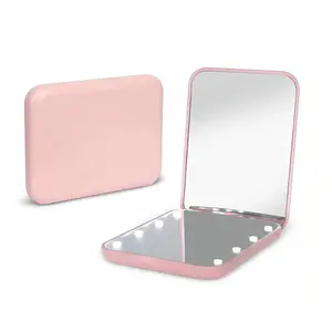 Pocket Mirror, 1X/3X Magnification LED Compact Travel Makeup Mirror with Light for Purse, 2-Sided, Portable, Folding, Handheld, Pink