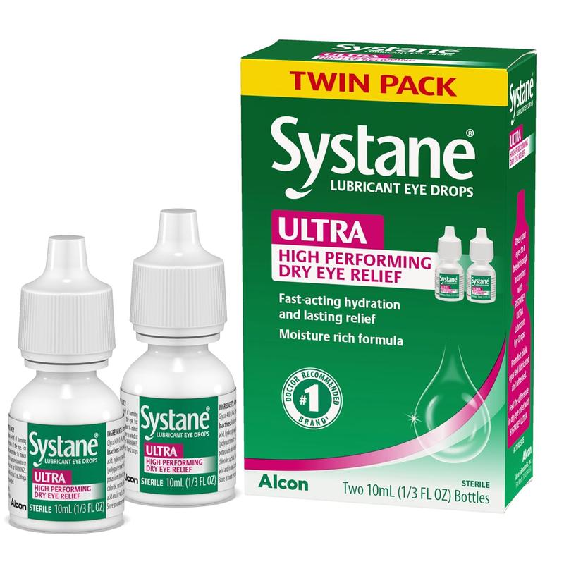 Systane Ultra Eye Drops, Artificial Tears for Dry Eye, Twin Pack, 10-mL Each