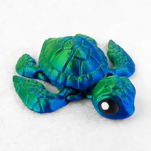 3D Printed Articulated Turtle – Adorable Movable Figurine or Desk Decor