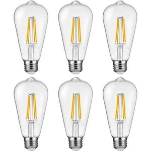 VEVOR 6 Pack Edison Bulbs LED, ST19 Vintage Edison Light Bulbs, 7W Dimmable 800 Lumens, 2700K Warm White, E26 Base LED Filament Bulb, Antique Glass Style for Home, Bedroom, Office, Farmhouse