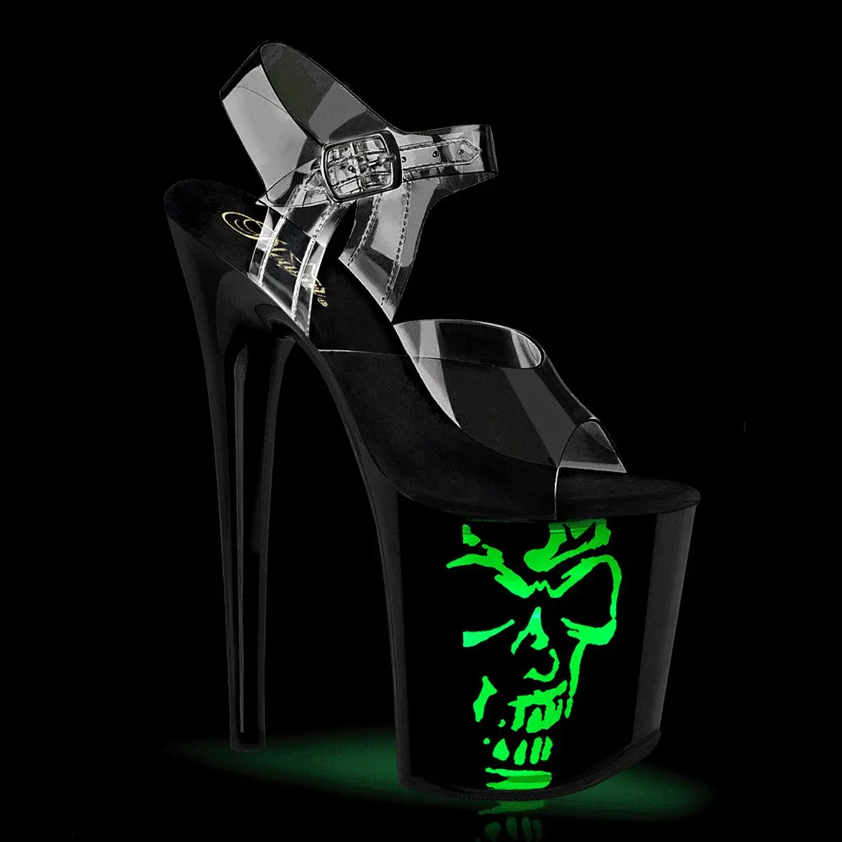 Women's 8-Inch High Heel Platform Sandal, FLAMINGO-808NLSK Light-Up Skull Footwear, Heeled Dress Shoe