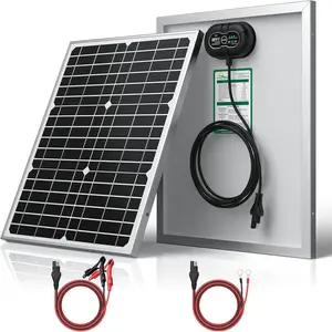 12V 20W Solar  Charger Maintainer PRO, Built-in UltraSmart MPPT Charge Controller,  20 Watt Solar Panel  Kit for 12Volt AGM, Deep Cycle, Lead-Acid, Lifepo4