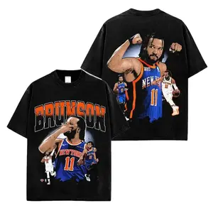 Vintage Jalen Brunson Graphic Tee for Knicks Nation, JB 11 Knicks Basketball Streetwear Shirt, Oversized Unisex Fan T-Shirt, Casual Cotton Camiseta Verano Summer Outfit, Breathable Soft Everyday Wear, Trendy Game Day Gift for Men and Women