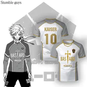 Anime Anime Bastard München Jersey White Maillot Men's Football T-shirt Kaiser Isagi Cosplay Top Breathable Sports Teen Tees
