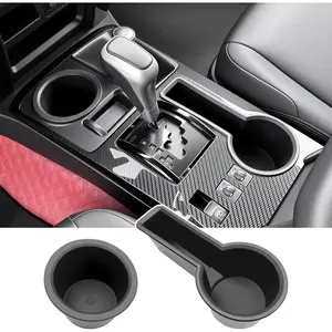 Upgrade Cup Holder Inserts for 2014-2024 Toyota 4Runner Center Console Cupholder Coaster Liner Replaces Mat for 4 Runner Interior Accessories Black(Center