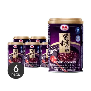 TAISUN Taiwanese Purple Rice & Job's Tears Porridge Super Value Pack 6 Cans - Healthy Breakfast & Snack