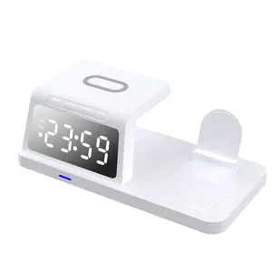 New private model mobile phone wireless charger, multifunctional fast charging 15W, clock, alarm clock, watch, earphone wireless charging