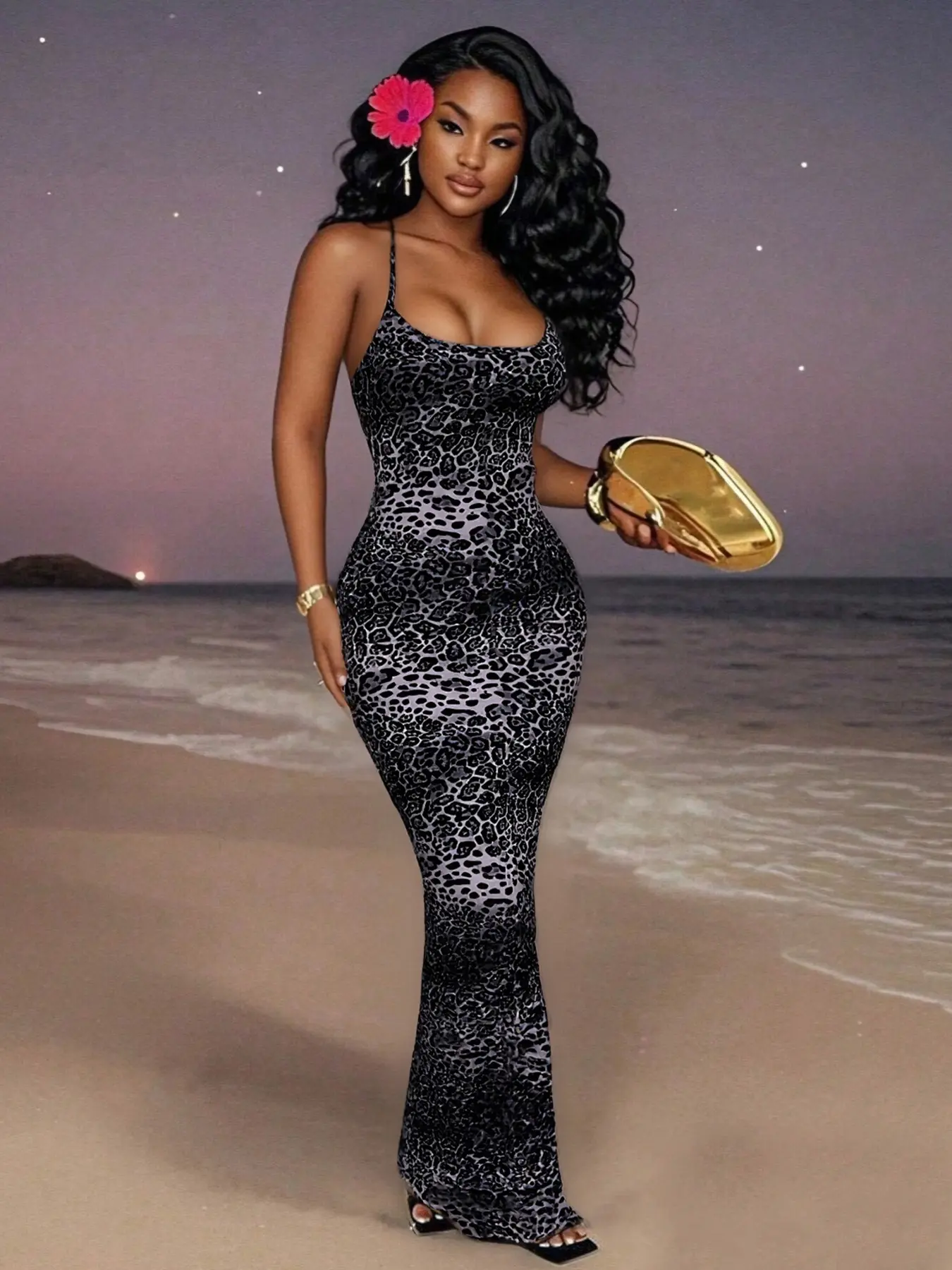 leopard backless dress Leopard backless dress main image 1