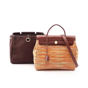 Pre-owned HERMÈS Canvas Shoulder Bags Hermes Herbag PM Toile Officier Vibrato handbag
