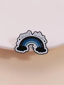 Dark Color Gradient Rainbow Badge with 'DEAD INSIDE' Design, Gothic Healing Accessory for Subcultures and Emotional Healers