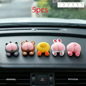 5pcs Cute Cartoon Car Ornament Set, Adorable Animal Butt Shape, Keycaps, Dashboard Decor, Phone Case Decoration, Multi-Use Decorative Items