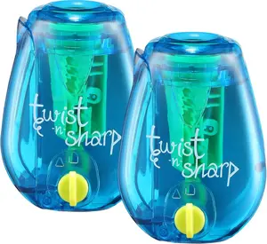 Office Twist-n-Sharp Pencil Sharpener for Kids & Colored Pencils Assorted Colors 2PK