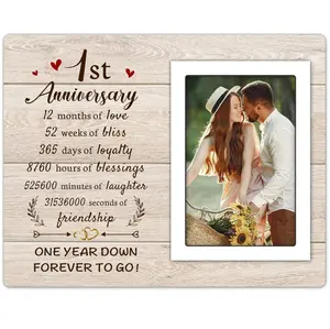 1st Anniversary Romantic Gifts for Him Her - One Year Paper Anniversary Picture Frame Gifts for 4x6 Photos - 1 Year Anniversary Valentines Gifts for Boyfriend Girlfriend Couple