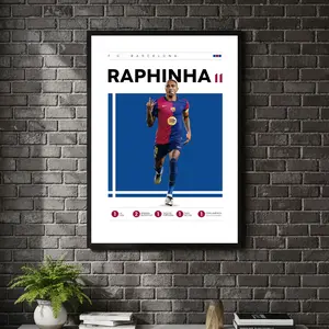 [ SPORT UNFRAMED - SALE UP TO 45% ] Raphinha Barcelona Premium Series Soccer Poster Creative Winger Wall Decor
