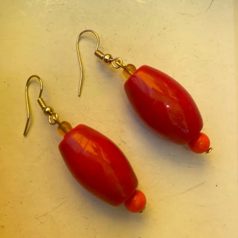 Good Vibes Only Orange and Red beaded earrings
