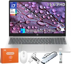 HP 2025 Touchscreen Laptop, Microsoft Copilot-AI, Intel i7-1355U(Beat i7-1255u), Intel Iris Xe Graphics, 15.6" FHD Touch Screen, 64 GB RAM, 1 TB SSD, Wi-Fi 6, HD Webcam, Windows 11 Pro, w/Accessories