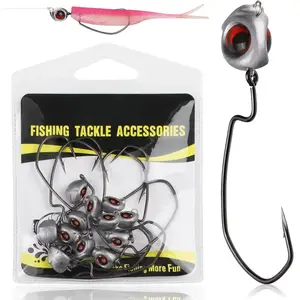 Swimbait Jig Head 12PCS Ned Rig Jig Heads Weedless Jig Heads with 3/0 Texas Rig Hooks for Bass Fishing 1/8 1/5 1/4 3/8oz 4 Sizes Mixed