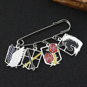 Attack on Titan Same Style Brooch Wings of Freedom Logo Badge Anime Peripheral Jewelry Shirt Bag Popular Accessories Pins