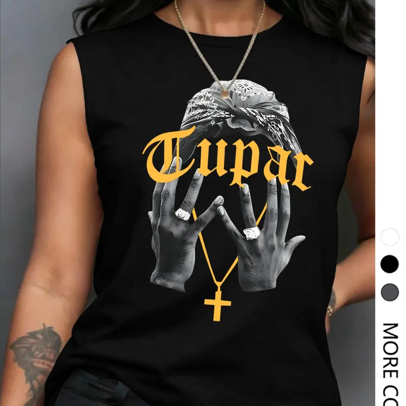 Women's Summer Casual Loose Sleeveless Breathable Tank Top, Casual Fashion Sleeveless Womenswear, Letter Print Design, Lady Soft Comfortable Homewear Essential for Relaxation, Casual Fit Sleeveless