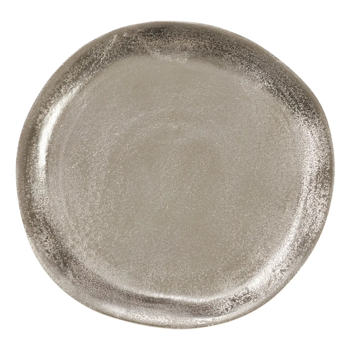 SARO CH497.S13R 13 in. 100% Aluminum Charger Plates, Gleaming Finish, Organic Round Shape Metal Tableware for Special Occasions - Set of 4