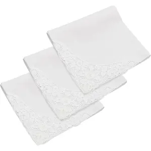 Handkerchiefs for Women with Lace White Soft Cotton Womens Handkerchiefs Portable Ladies Hankies for Wedding Party