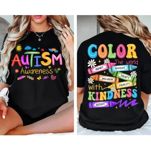 Autism Awareness T-shirt: 2-sided Print, SPED Teacher T-shirt, Special Education T-shirt, Brushstroke Autism T-shirt, ADHD Autism Mom Gift