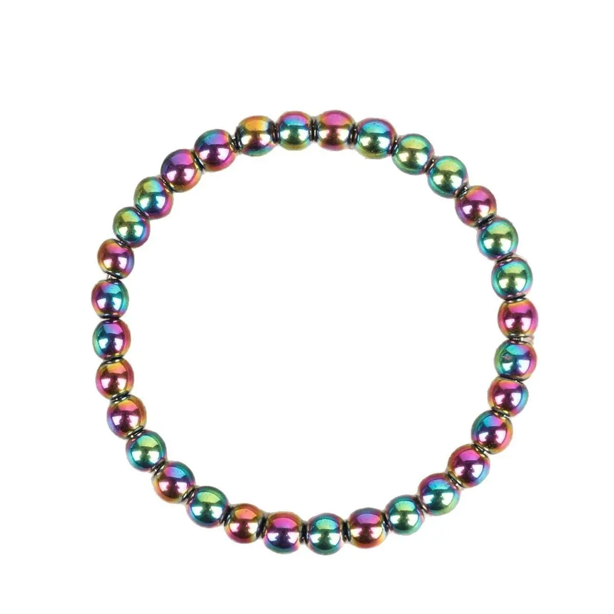 Natural Rainbow Hematite Crystal Beaded Energy Bracelet - Crystals, Natural Stone Bracelets & Bangles for Grounding, Mental Clarity, Protection, Crystals Bracelets, Beaded Bracelets
