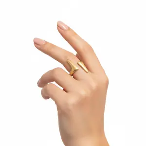 Unisex Adjustable Metal Double Parallel Bars Open Ring - Avant-Garde Metallic Expanding Fitted Ring, Casual Everyday Wear Fashion Costume Jewelry Accessory, Avant-Garde Metallic Rings, Expanding Rings