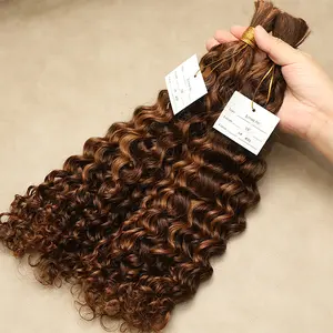 Color 4 30 Bulk Human Hair For Braiding Bulk Curly Human Hair Extensions For Boho Braids No Weft Bundles 16 18 20 Inch Curly Hair Weaves Boho Curls