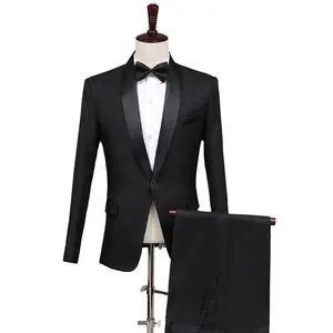 Men'sBlackCurvedCollarTuxedoDress(IncludePantsandtie)