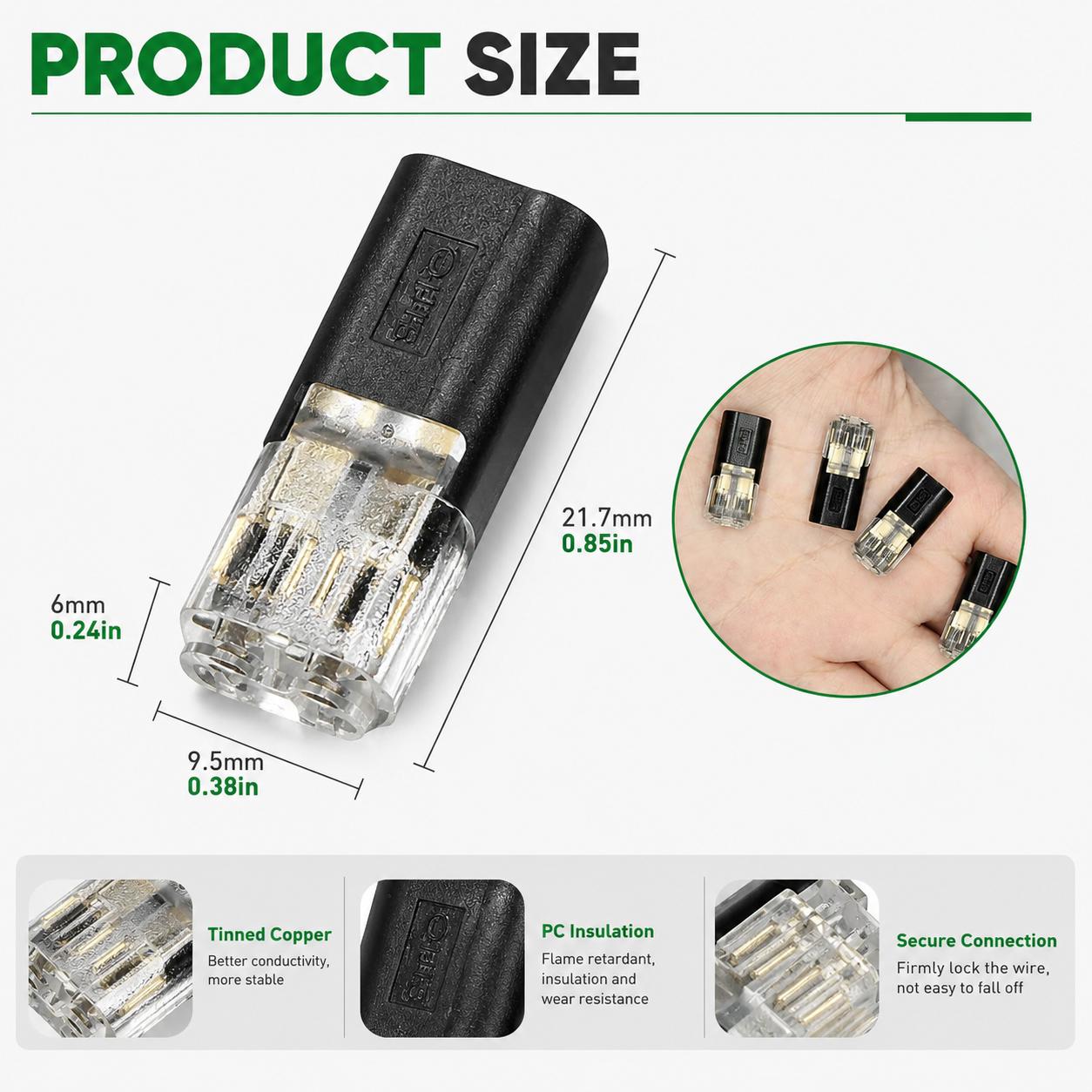 TR APEX 50PCS Quick Splice Wire Connectors with Bonus Wire Stripper, 2 Pin Low Voltage Fast Connect Plugs for LED Strip Lights, Car Wiring, Power Distribution & DIY Repairs TR APEX 50PCS Quick Splice Wire Connectors with Bonus Wire Stripper, 2 Pin Low Voltage Fast Connect Plugs for LED Strip Lights, Car Wiring, Power Distribution & DIY Repairs
