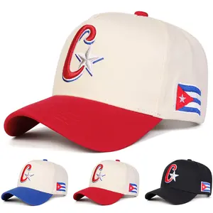 Unisex Letter C Pentagram Embroidered Two Tone Five-panel Baseball Cap Outdoor Adjustable Sunscreen Leisure Hat Spring Autumn Travel Tourism Beach Vacation