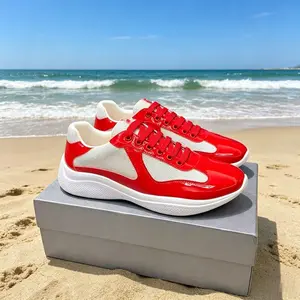 Glossy Leather Mesh Breathable Casual Fashion Sports Patent Leather Men's Shoes