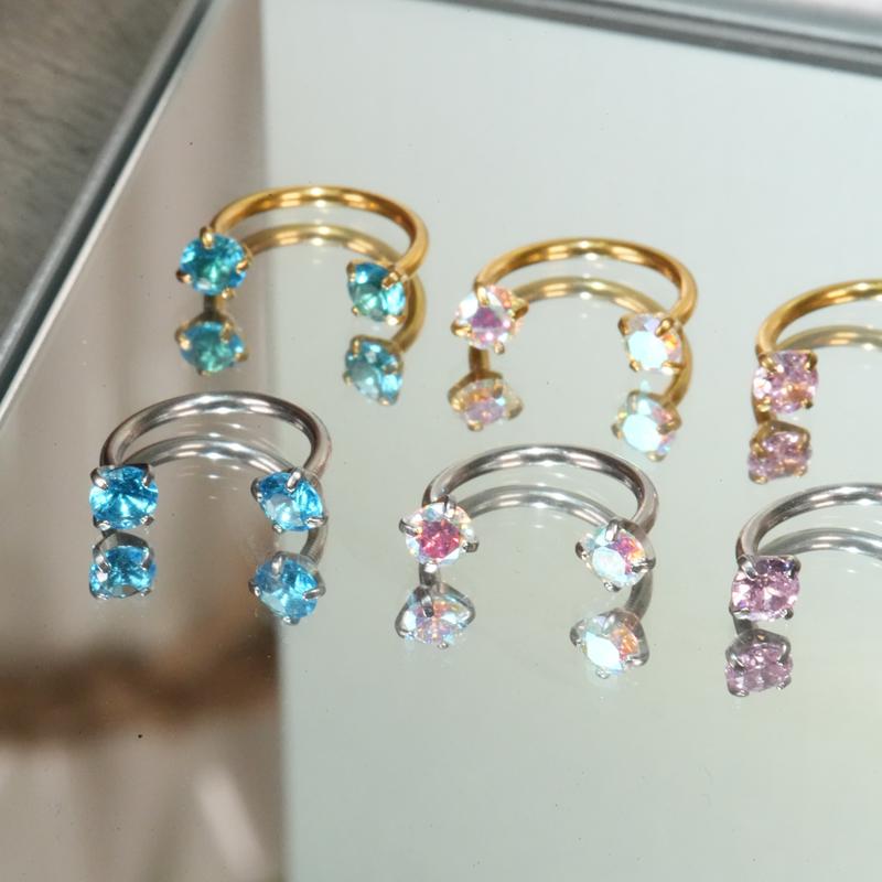 18G Horseshoe Nose Ring With Free Auxiliary Tool Ball Holder Included Internal Threaded 18G 8mm Hoops Piercing Jewelry