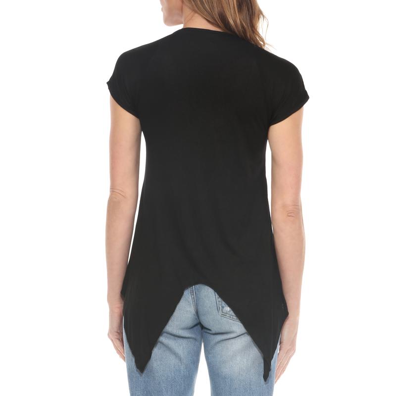 White Mark Women's Beaded Angled Hem Knit Top, Sizes S-XL