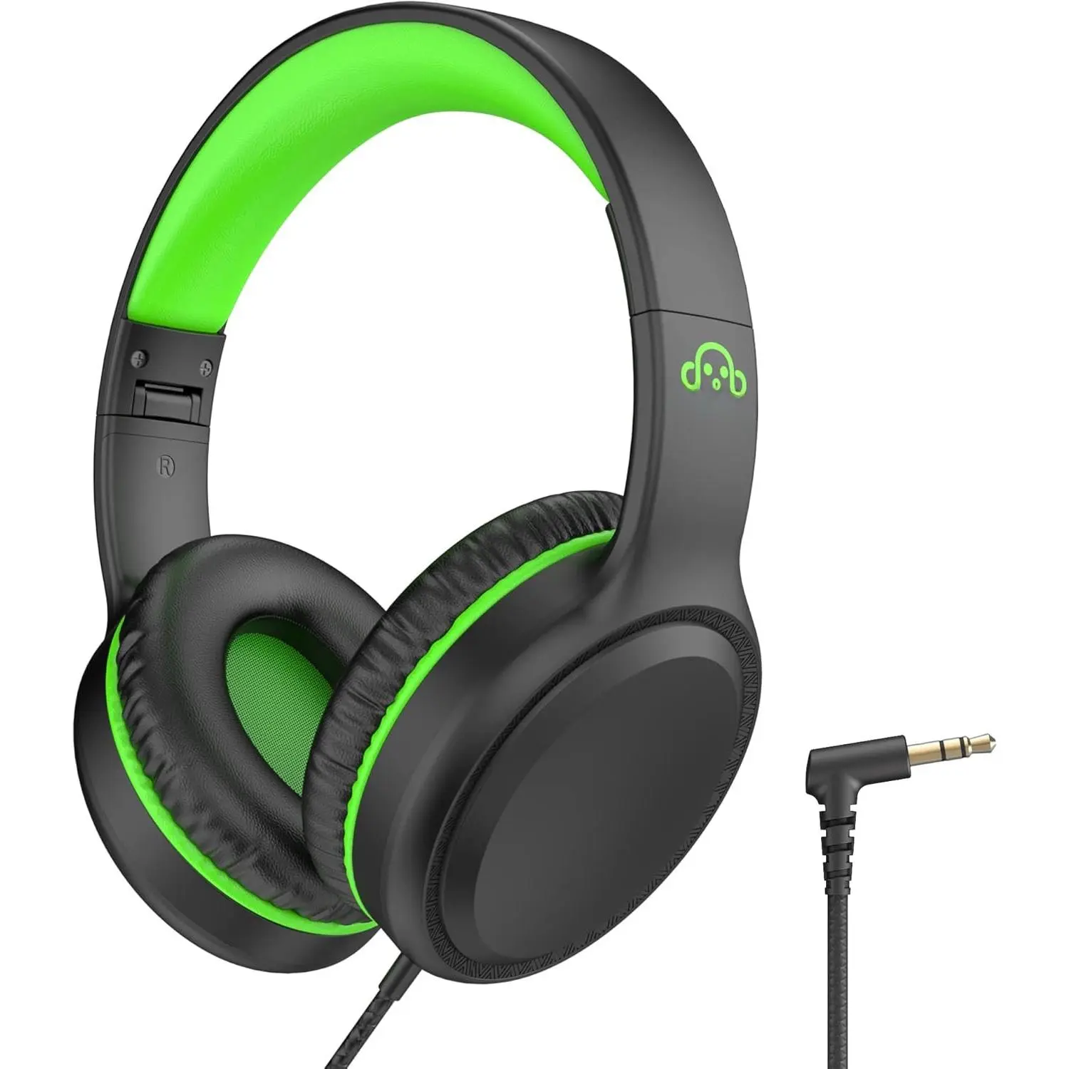 Green Wired Headphones for Boys Portable  Ear Youth Headphones for School Airplane Travel Lightweight Portable Compatible with Pad  Laptop for Adults Student  Girls