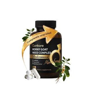 Cunkore 10-in-1 Horny Goat Weed Complex New Year Edition Natural Energy Stamina Performance Vegan Non-Toxic 60 Gel-Free Capsules Enhance Nutrient Absorption - Supplement, Healthcare，Prostate&Cellular Health