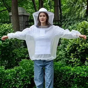 Unisex Lightweight White Mosquito Net Jacket - Made from Breathable Polyester, Includes a Full-Body Protective Hat, Ideal for Outdoor Activities Like Camping, Fishing, Running, And Hiking
