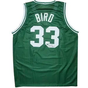 Larry Bird Autographed Boston (Green #33) Custom Jersey - Beckett Witness
