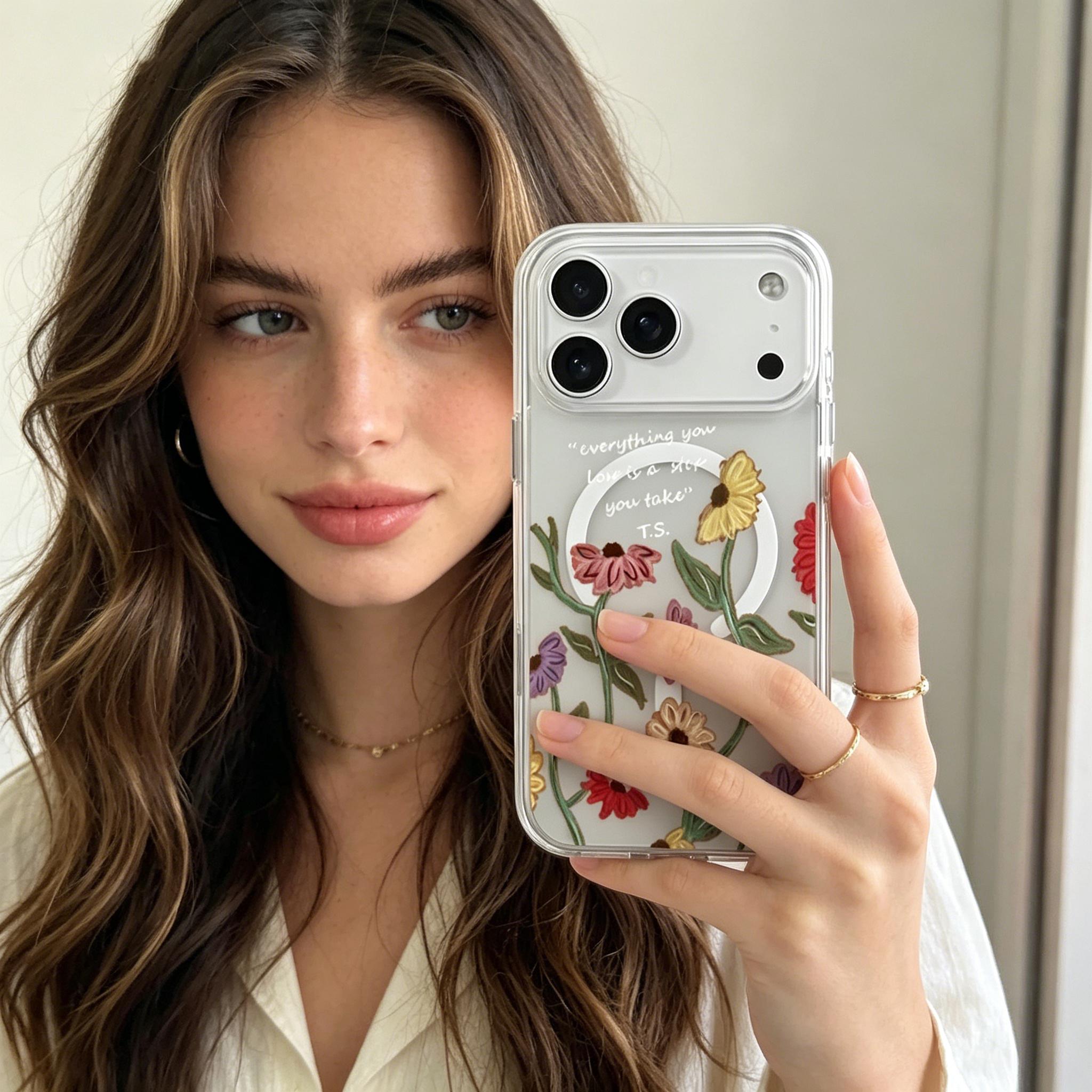 Flowers Eras Tour iPhone 17/16/15/14/13/12 Pro Max Magnetic Phone Case. Durable and sturdy, featuring the theme of the world tour album. Made of beautiful polycarbonate TPU material, providing comprehensive protection.